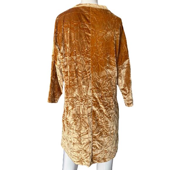 ZARA WB Crushed Velvet Gold Dress Size Medium - Picture 5 of 7